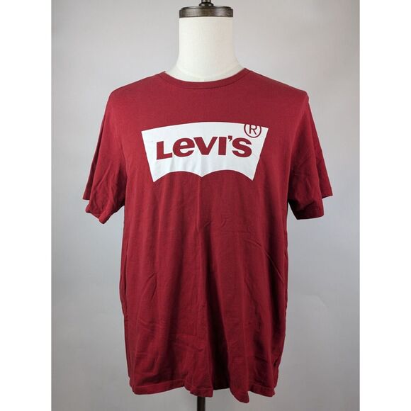Men's XL 1X Levi's Logo T-Shirt Red Graphic Cotton Poly Blend San Francisco CA - Picture 1 of 9